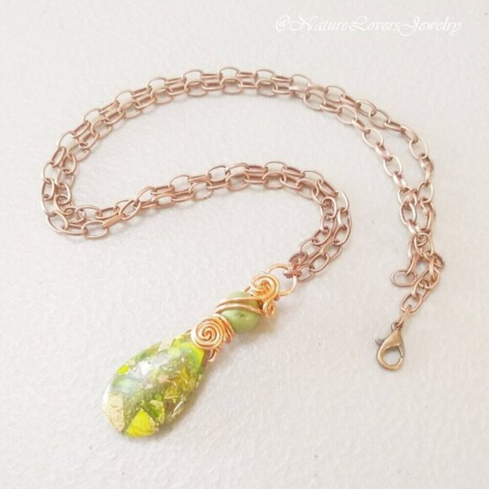 Spring Green Jasper Pendant Necklace • Nature Goddess • One‑of‑a‑Kind